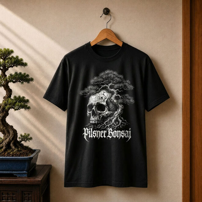 Pilsner Bonsai Skull – Černé – Unisex tričko