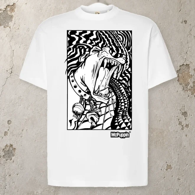 McPuppin Design 01 — Oversize Tee 240 — White — front