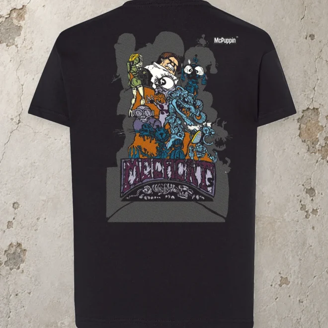 McPuppin Mechcat — Kids Tee 190 — Black — back